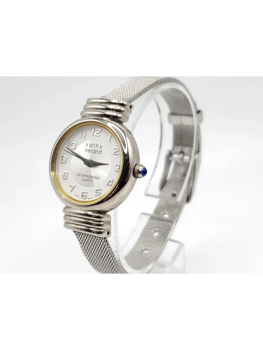 Kathy Ireland Quartz 24mm Womens Watch New Battery Silver Tone Round